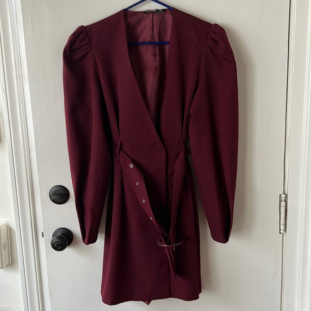 Nasty Gal balloon sleeve red dress